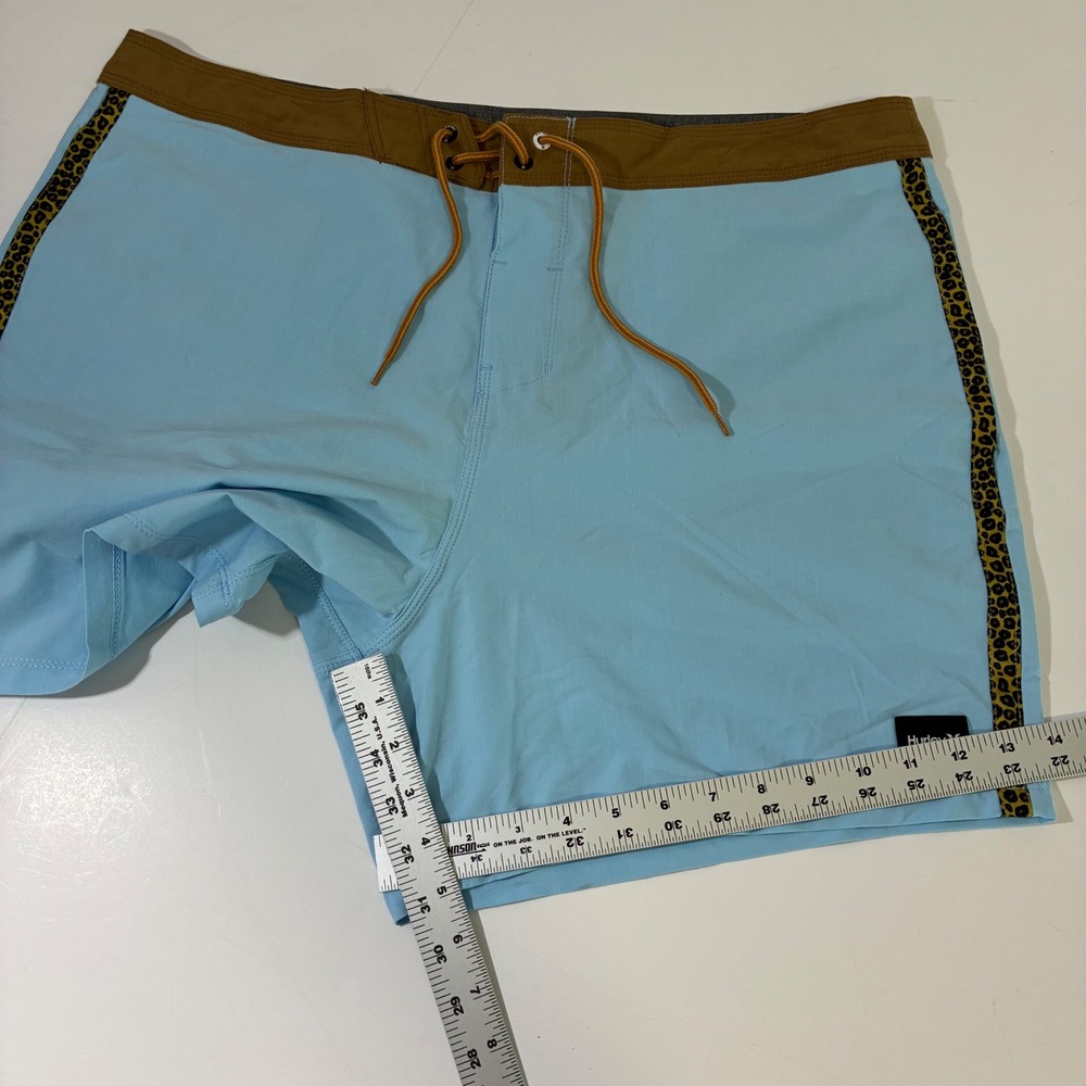 Hurley Phantom Mens Board Shorts Blue Leopard Stripe Swim Trunks 38 MBS0011450 - Picture 10 of 12